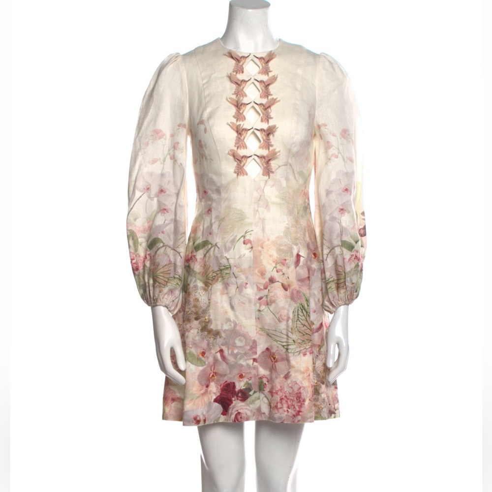SOLD ❤️❤️❤️Zimmermann Dancer Floral Hummingbird-Embroidered Mini Dress - Picture 2 of 2